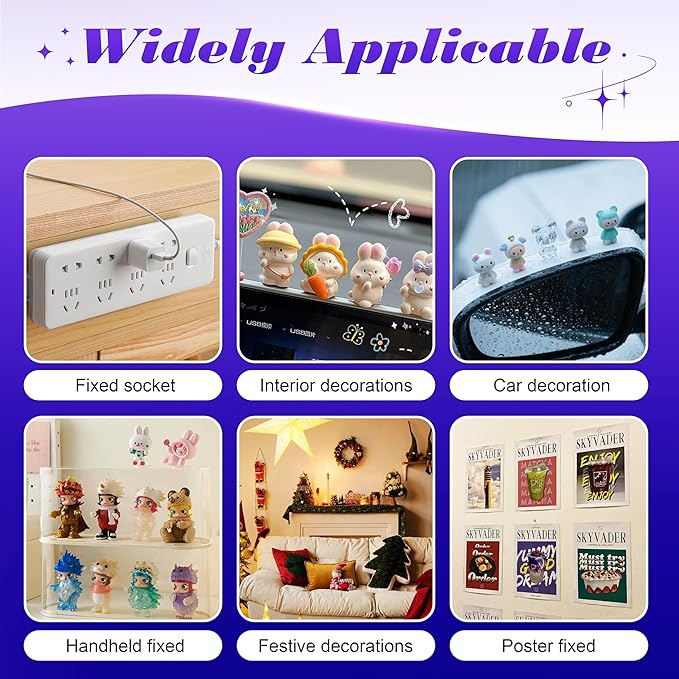 252pcs Car Easy-Pull Sticky Putty Clear Double Sided Removable, No Residue Glue Adhesive Double Sided Tape for Car, Walls, Holiday Decor, Balloons, Posters, Crafts & Classroom Decor, 3 Sizes