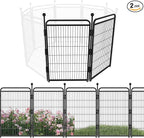 Decorative Garden Fence 40in(H) x52in(L),Thicken 2 Panels Metal No Dig Outdoor Dog Fence for Yard,Heavy Duty Animal Barrier for Dog and Rabbit, Garden Border Fence, Black