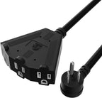 14/3 Gauge Heavy Duty Outdoor Extension Cord 15 FT, 90 Degree Angled 3 Prong Plug, 14 Gauge Power Cable with 3 Outlets, 14AWG, 15A, 125V, 1875W, ETL Listed, Black Wire, with Free Carrying Strap+Ties