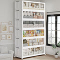 240GAL Plastic Storage Bins with Lid, 960QT Extra Large Stackable Closet Organizers and Storage, Collapsible Storage Boxes with Wheels, Folding Cabinet for Home Kitchen Office, 6Pack White