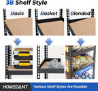HOMEDANT 5-Tier Laminated Boltless Heavy Duty Metal Shelving Unit Adjustable Garage Storage Utility Rack Shelves Organization Multipurpose Shelf Warehouse Industrial (10, (M) 35.9" W, Black)