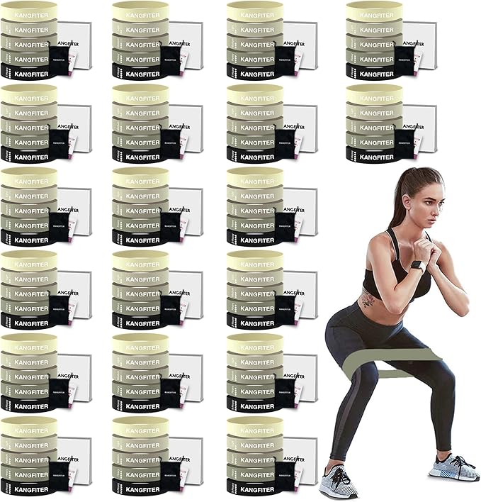 100 PCS Bulk Resistance Bands, Loop Exercise Bands Set for Gym Members Sports Class Students Gift, 5 Pieces Each Set with Storage Bag, Fitness Bands for Outdoor Home Gym Yoga Pilates
