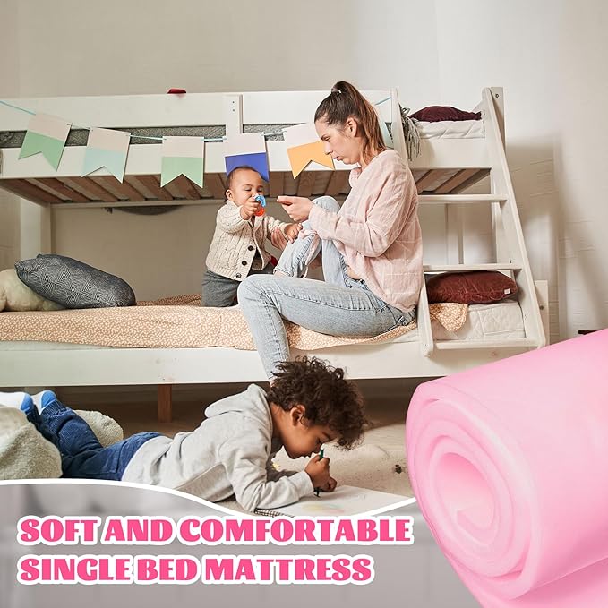 Amylove Polyurethane Foam 1/4" x 24" x 72" High Density Cushion Upholstery Foam Sheet for Seat Replacement DIY Projects Chairs Headboards Sofas Home(Pink)