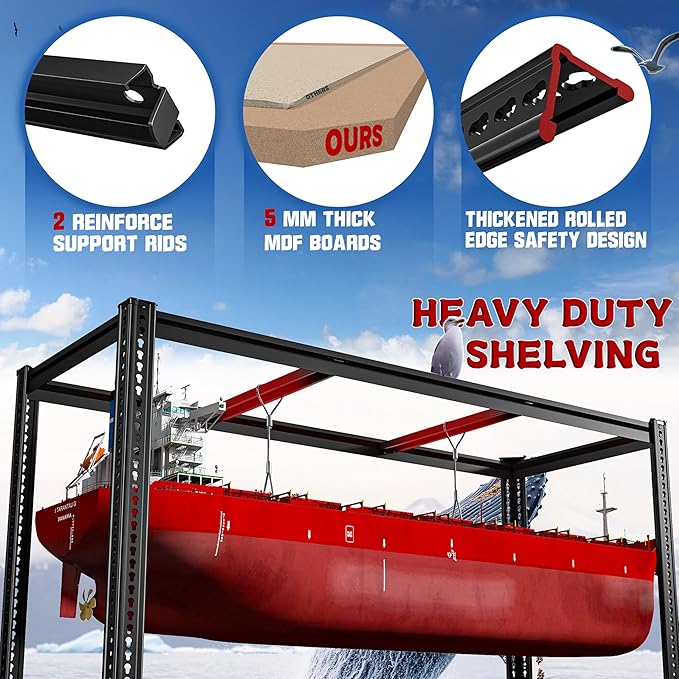 60" W Garage Shelving 72" H Metal Shelving 3500LBS Storage Shelves Heavy Duty 5 Tier Adjustable Shelving Unit for Storage Rack Pantry Shelf Commercial,60" W x 24" D x 72" H