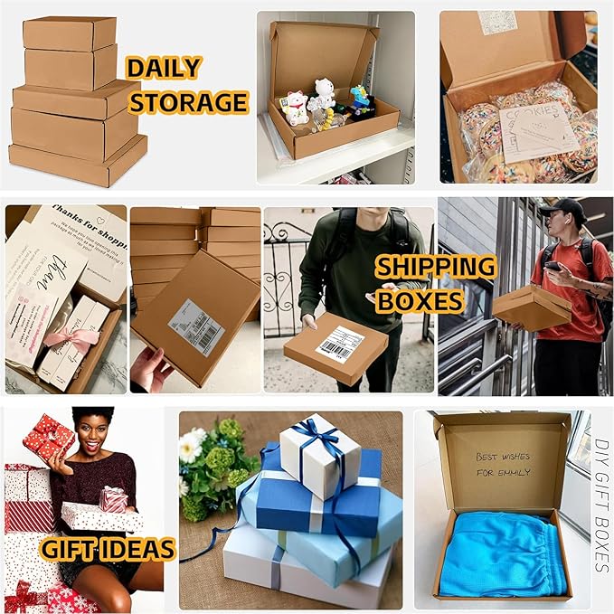 12x9x4 inch Shipping Boxes Set of 20, Brown Corrugated Cardboard Box Literature Mailer for Mailing Packing Moving and Storage