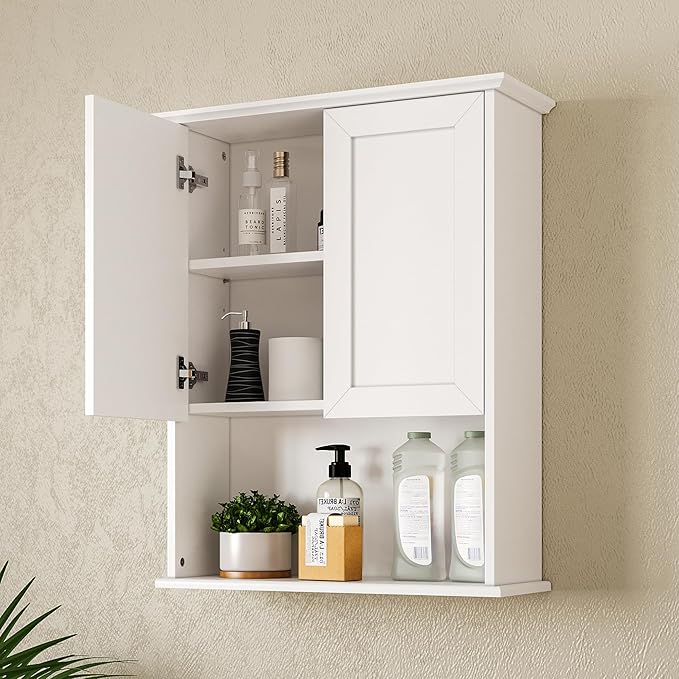 Bathroom Wall Cabinet, Over The Toilet Storage Cabinet, 23x29 Inch Medicine Cabinet with 2 Door & Adjustable Shelf, Bathroom Cabinet Wall Mount for Laundry Room, Kitchen, Small Spaces