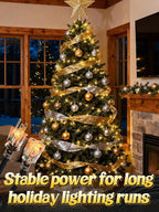 Lighted End Heavy Duty Outdoor Extension Cord Waterproof -16AWG, 3 Prong, 15A, 1875W, Flexible Black Power Extension Cord for Outsides, 50ft