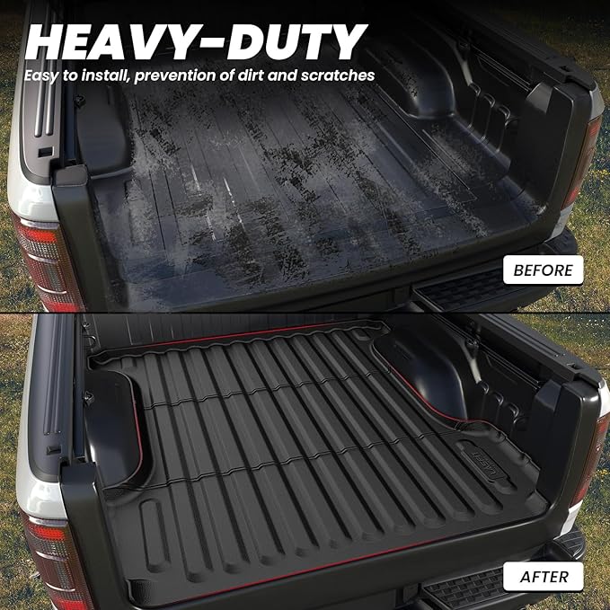 LASFIT 5FT7 Truck Bed Mat for Ram 1500/1500 RHO 2019-2026 & RAM 1500 Classic 2019-2024 Short Bed (5.7 FT / 67.4inches) Not for Rambox, All Weather Custom Fit Truck Cargo Bed Liner, Black