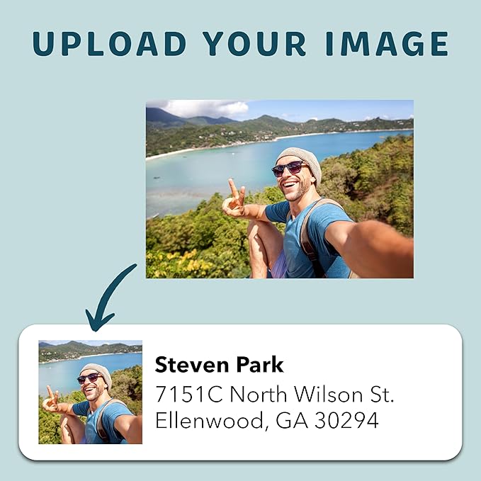 Personalized Return Address Labels (Upload Your Photo) - Custom Image Address Stickers on Sheets (50-1000 Labels)