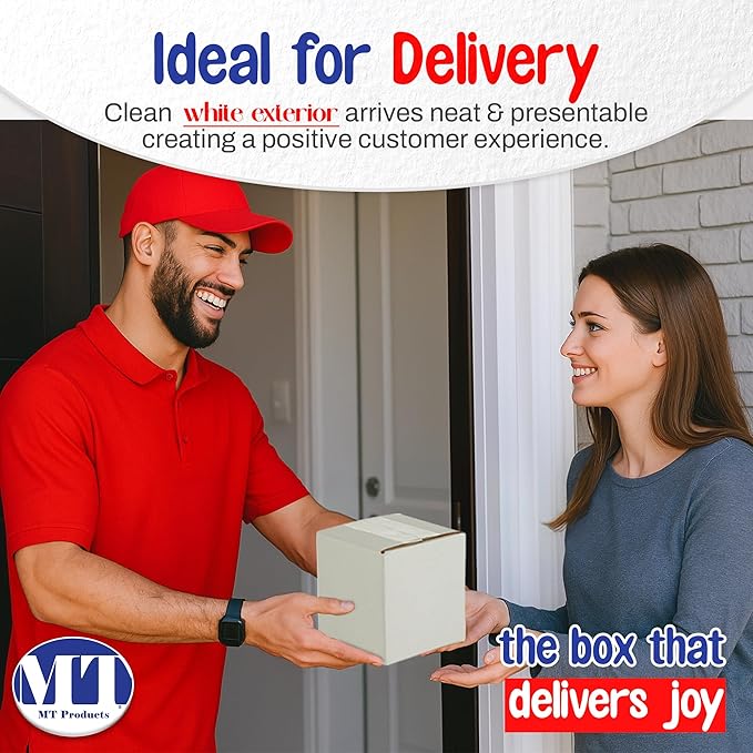 MT Products Sturdy White Corrugated Cardboard Shipping Boxes 7" x 7" x 7" - Small Mailing/Moving Boxes for Transport - Pack of 10
