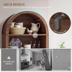 79.9" Tall Arched Storage Cabinet, 6-Tier Pantry Cabinet with Fluted Doors, Arch Kitchen Pantry with Open & Adjustable Shelves, Versatile Cupboard for Dining Room, Living Room, Walnut
