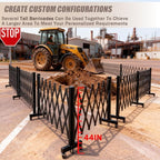 18 FT 44" High Industrial Metal Expandable Barricade，Retractable Traffic Fence with Casters, Folding Security Gate,Portable Barricade Gate for Construction Area, Traffic Control,Driveway and Garden