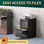 2 Drawer File Cabinet with Lock, Steel Vertical Filing Storage Cabinet for Home Office, Heavy-Duty File Cabinets for Letters/Legal/A4 (Require Assembly, Black)