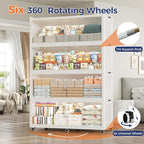 200Gal Extra Large Stackable Storage Bins with Lid, 800Qt Collapsible Storage Box with Wheels, Closet Organizers and Storage Cabinet Container for Home, Kitchen, Office, 4Pack White Clear