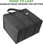 VENO 2 Pack Cooler Bags - Insulated for Food Delivery, Collapsible and Reusable Shopping Bags with Zipper, Foldable, Heavy-Duty, Stands Upright - Ideal for Groceries (Black, 2 Pack)