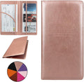 Car Registration and Insurance Holder, Premium Pu Leather Vehicle Glove Box Organizer - for Driver License, Cards & Essential Documents (L-Rose Gold)