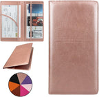 Car Registration and Insurance Holder, Premium Pu Leather Vehicle Glove Box Organizer - for Driver License, Cards & Essential Documents (L-Rose Gold)