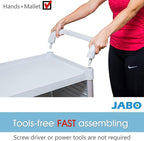 JaboEquip Large Lockable Medical Cart 3 Shelf Hospital Cart Overall Size L34.43xD19.69 inch, JBG-3D2, 606 lbs Load Cap. Off-White (Light Grey) Color