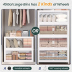 180Gal Stackable Storage Bins with Lid and Wheels, 720QT Plastic Collapsible Storage Boxes with Doors, Closet Organizer and Storage Cabinet for Home Kitchen Office Dorm Room, 4Pack White