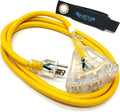 6 ft Short Outdoor Extension Cord Waterproof - 12 Gauge Heavy Duty Extension Cord Splitter Outdoor 6 ft - Lighted Outdoor Extension Cords with Multiple Outlets - Watts Wire - 6' Grounded