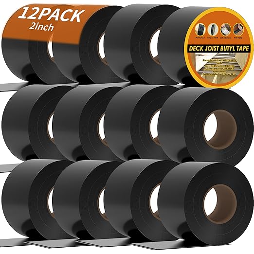 12 Pack Butyl Sealant Tape 2" x 50', Deck Joist Tape for Decking, Waterproof and Anti-Corrosion for Extend Deck Life