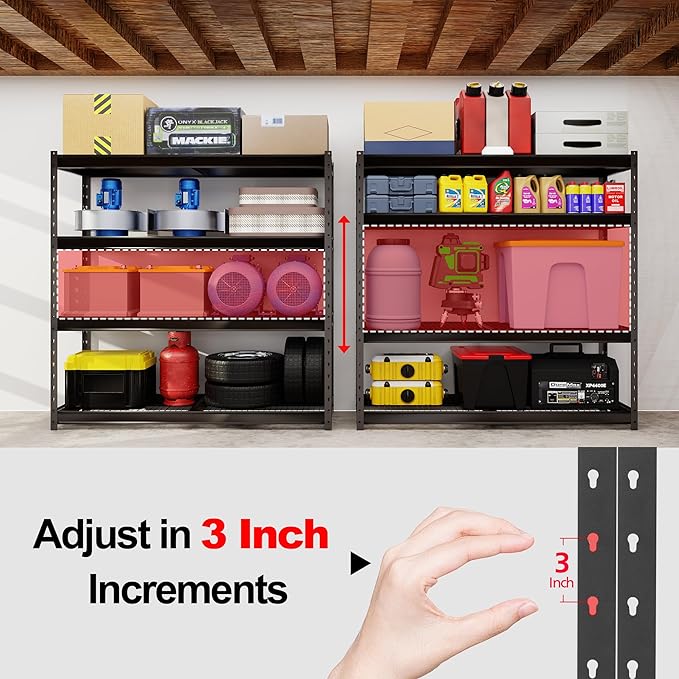 The Atlas 8000LBS Ultra Heavy Duty Garage Shelving, 72”W Storage Shelves, Adjustable NSF Certified Metal Industrial Rack for Warehouse Basement, 72" W x 24" D x 72" H