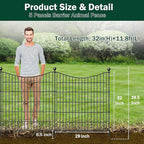 5 Panels No Dig Dog Fence Outdoor for Yard, 32 in(H) X 12 ft(L) Decorative Tall Garden Fence Animal Barrier, Rustproof Metal Wire Garden Edging and Borders, Temporary Fencing Stakes