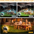 100W Led Work Light, 3000K/5000K/6500K Selectable Work Light, 10000LM Portable Work Lights with 16.4FT Cord, IP66 Waterproof for Outdoor Indoor Job Site Workshop Flood Lights, Gifts for Him