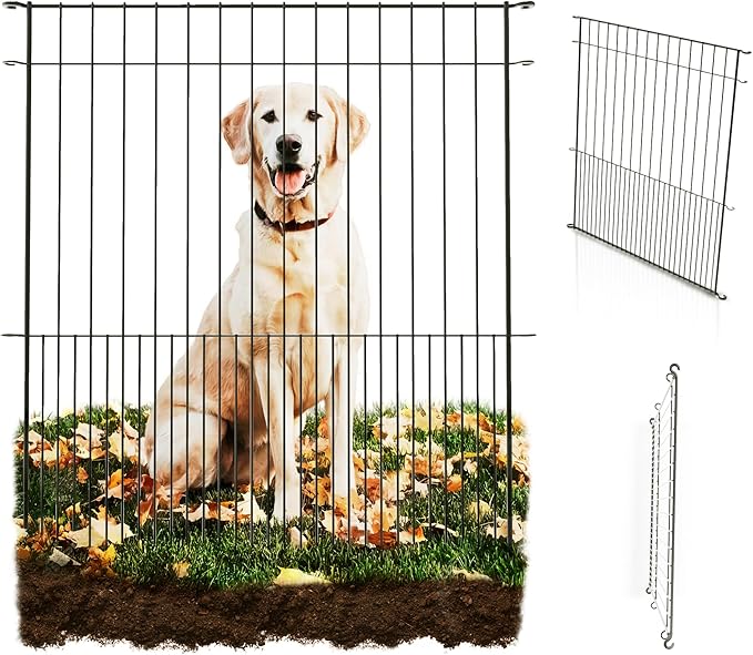 WESLEY'S CORNER Tall Fence Panels - 32”H x 29”L, No Dig Metal Dog Fence, Heavy Duty Garden Border & Animal Barrier, Rustproof, Decorative Fencing for Backyards, Frontyards, Outdoors and Edging