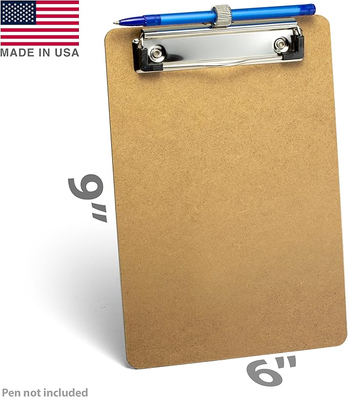 Officemate Wood Clipboard, Memo Size, Low Profile Clip with Pen Holder (83113)
