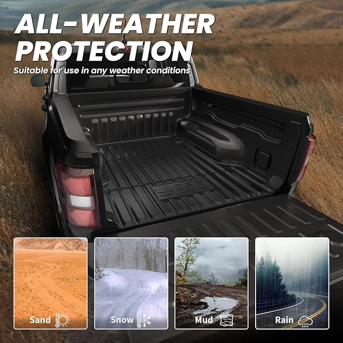LASFIT Truck Bed Mat for Ford Maverick 2026 2025 2024 2023 2022 Hybrid & Gasoline TPE All Weather Truck Bed Liner Custom Fit Bed Mat(Not fit with Drop-in Bed Liner), 1PC Black