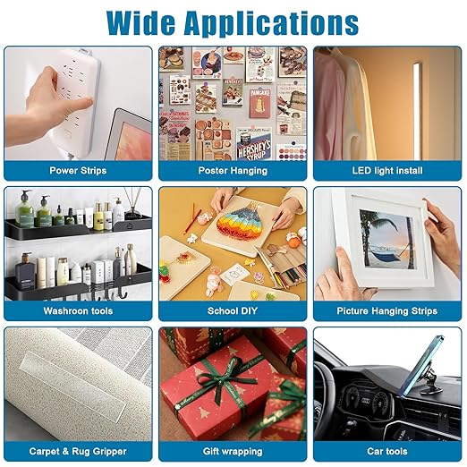 Double Sided Tape 1in X 9.85ft，Heavy Duty Removable Mounting Tape, Picture Hanging Adhesive Strips