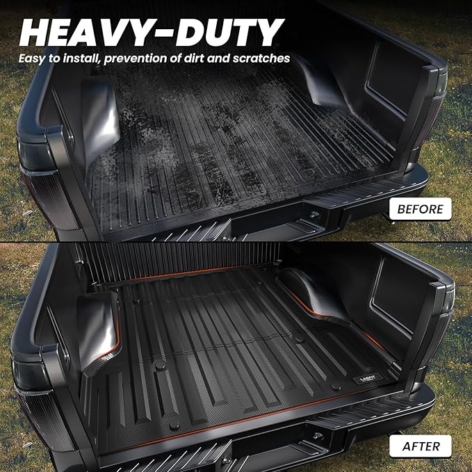 LASFIT Truck Bed Mat (5.5FT, 67" Bed) Fit for Ford F-150 2004-2014 | Lincoln Mark LT 2006-2008, All Weather Protection TPE Heavy Duty Car Bed Liner - 1PC Black