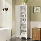 COFaR 67" Tall Pantry Cabinet, White Storage Cabinet with Magnetic Door & 4 Adjustable Shelves, Slim Freestanding Cupboard for Kitchen, Bathroom, Living Room