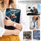 Clipboard with Storage,Office Supplies Nursing Clipboards Folder with Pen Holder Plastic Storage ClipBoard Foldable for Teacher Nurse,Galaxy Fox
