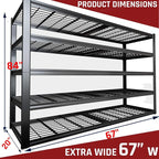 68" W Garage Shelving Heavy Duty, 5 Tier Garage Shelves, Adjustable Storage Shelving Unit, Commercial Metal Shelf for Kitchen, Warehouse, Pantry, School, Shop, 68" Wx20 Dx84 H, 2 Pack