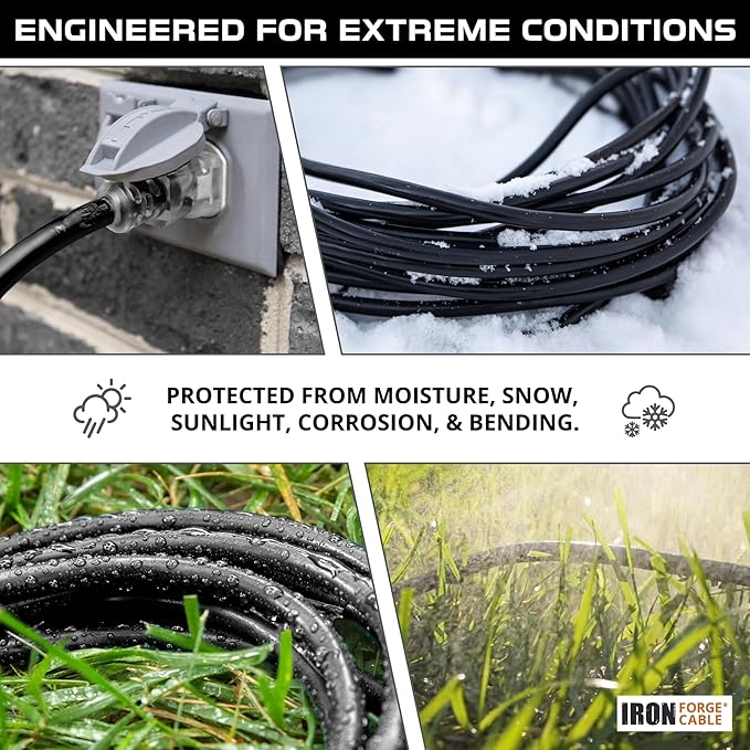 Iron Forge Cable 2 Pack 12 Gauge Outdoor Extension Cord 25 Ft, SJTOW 12/3 Heavy Duty Extension Cord 3 Prong - Oil Resistant & Flame Retardant