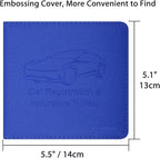 Car Insurance and Registration Holder, 5.5 x 5 Inch PU Leather Vehicle Glove Box Organizer Wallet Case for Insurance Card, Driver License, Paperwork - Blue