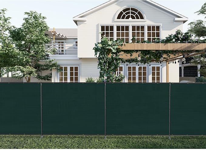 Patio 5' x 111' Outdoor Privacy Screen Freestanding Temporary Fence Panels Net Cover with Metal Poles for Outside Backyard Pool Garden Air Conditioner Fencing, Green