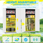Pataku Metal Storage Cabinet, 72" Garage Cabinet with Doors and Shelves Lockable Steel Multifunctional Cabinets, File Cabinets for Home, Office, Garage, Warehouse(White Grey)
