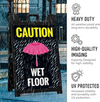 Caution Wet Floor Umbrella Sidewalk Sign Kit, 24x36 Inches, with A Frame Stand, Made in USA