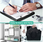 10 Pieces Clipboard with Storage Plastic Storage Clipboard Nursing Clip Board Foldable Clip Board with Low Profile Clip for Home Office School, Size 9.5 x 13.5 Inch (Black)