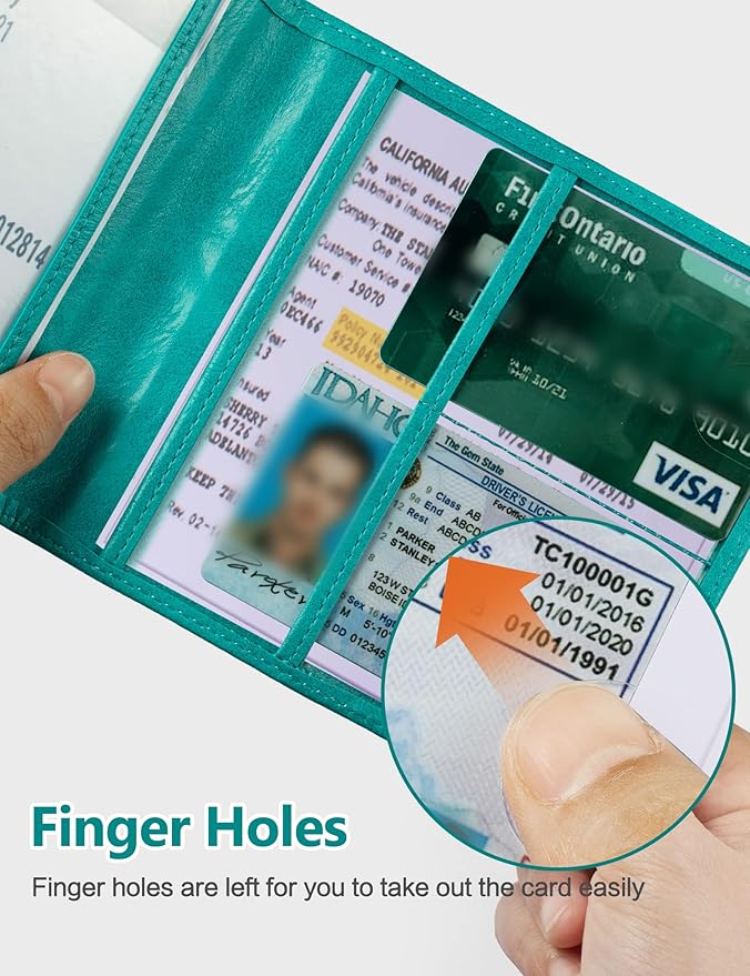 Mymazn Car Registration & Insurance Card Holder, PU Leather Holder with Magnetic Closure, Vehicle Holder for Driver's License & Essential Documents, Turquoise