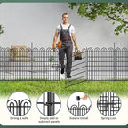 15 Panels Tall Garden Animal Barrier Fence with Gate, 33 in(H) X 36.8 ft(L) No Dig Decorative Garden Fence Outdoor for Yard, Heavy Duty Rustproof Metal Edging Border for Dog, Rabbits
