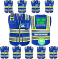 BeautyWill Custom Logo 10 Pockets Safety Vest Class2 ANSI Certified High Visibility Reflective Vest