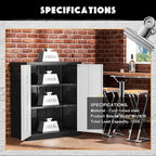 Greenvelly Metal Storage Cabinet,36" Lockable Storage Cabinet with Doors and Adjustable Shelves, Steel File Cabinet with Lock for Garage,Home,School,Pantry(Black Grey)