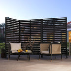 Modern Shade Metal Privacy Screen 72" H x 48" W, Freestanding Decorative Outdoor Privacy Fence Panels for Instant Privacy & Space Division, Patio Screens for Patios Outside Outdoor, Black, 3 Panel
