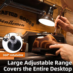 2 Pack Desk Lamp w/A19 E26 LED Bulb for Home Office Eye-Caring Metal Extra Tall Swing Arm High Intensity Clamp Flexible Gooseneck Side Table Working Reading Computer Workbench 3000K+ 5000K Light