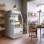 Wilprep Commercial Display Refrigerator, 27" Open Air Merchandiser with 6.7 cu. ft. Volume LED Lighting Night Curtain, Grab and Go Display Refrigerator Showcase for Store Cafe Bar Shop