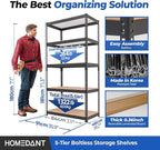 HOMEDANT 35.9" W 5 Tier Heavy Duty Garage Shelving Adjustable Metal Rack Storage Shelves Standing Shelf Unit Organizers Pantry Closet Black 1Pack
